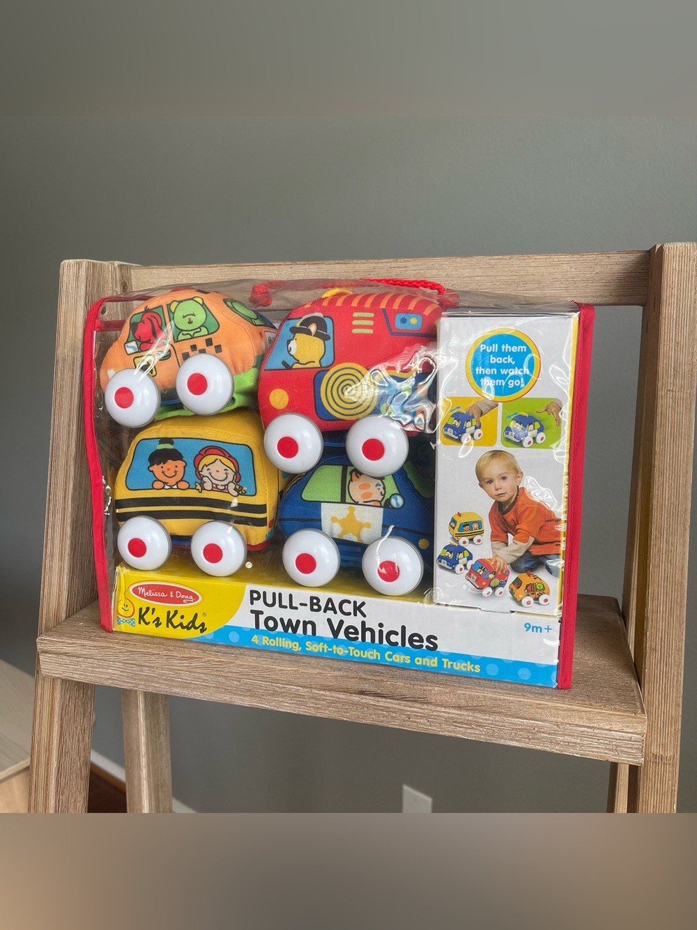 Melissa & Doug K’s Kids Pull-Back Town Vehicles Set w/Carrying Case Retired Soft